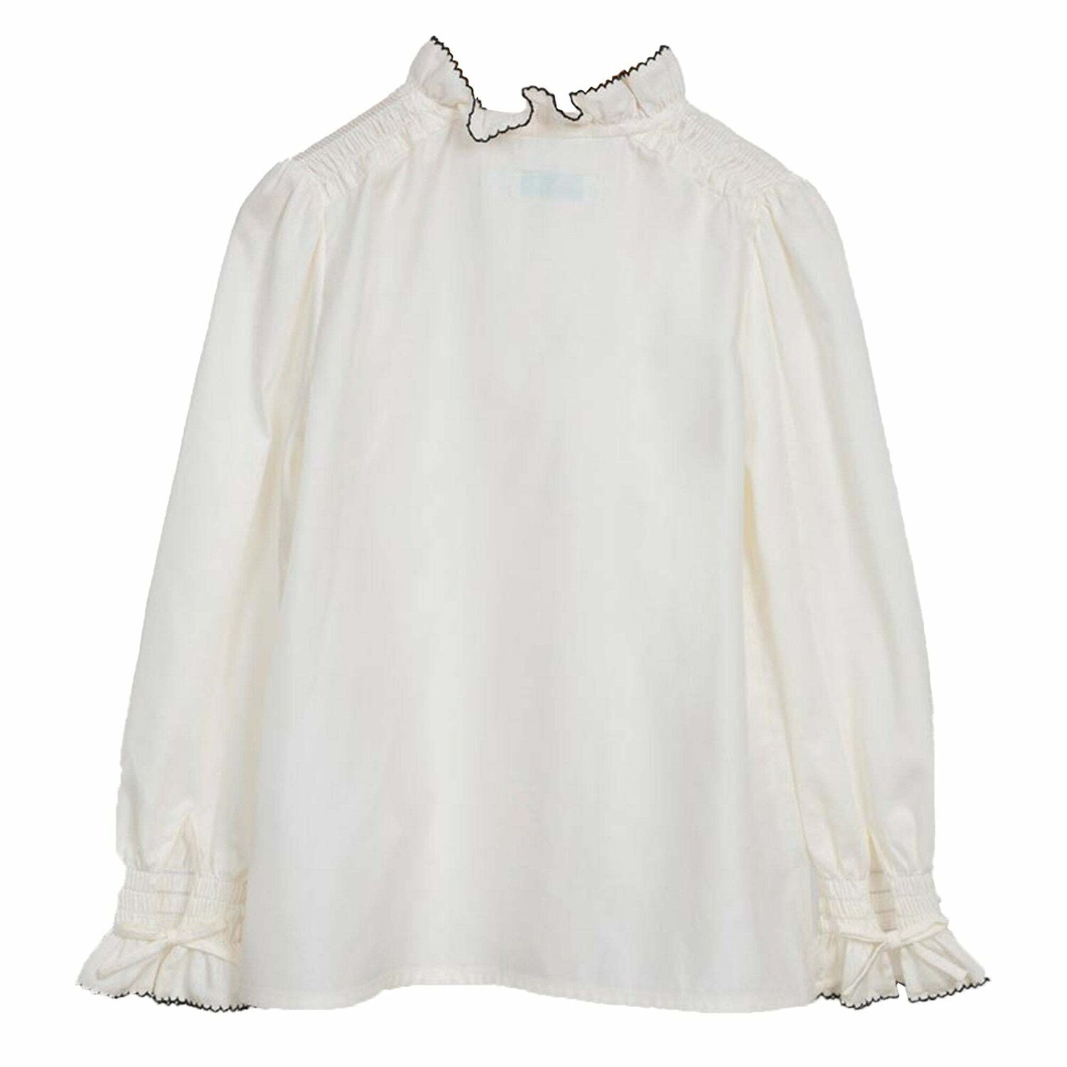 Girls Ivory Satin Poplin Blouse, 1, hi-res image number null