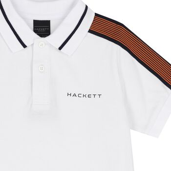 Boys White & Navy Blue Polo Shirt