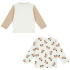 توب أولاد بأكمام باللون العاجى والبيج (2 قطع), 1, hi-res