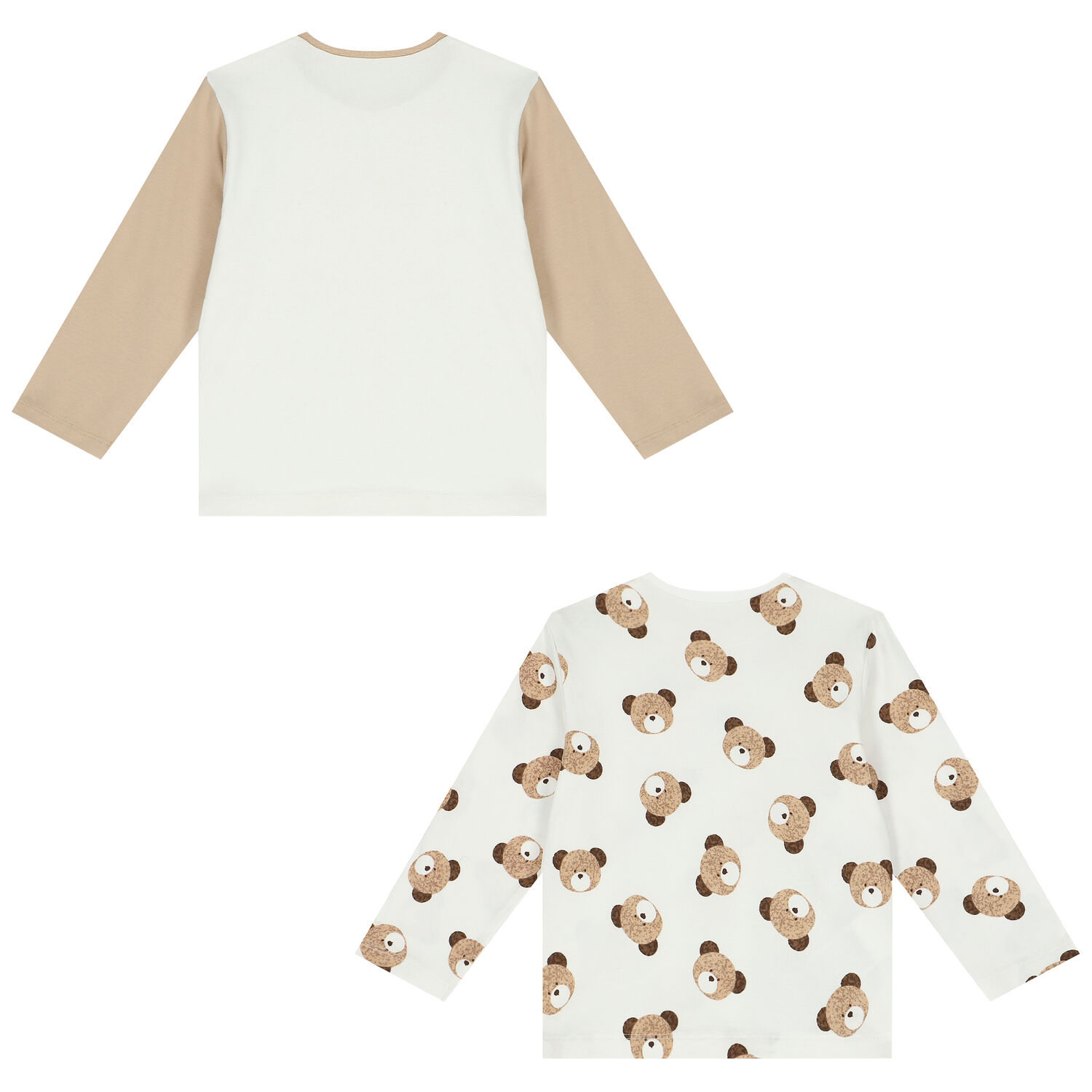 توب أولاد بأكمام باللون العاجى والبيج (2 قطع), 1, hi-res