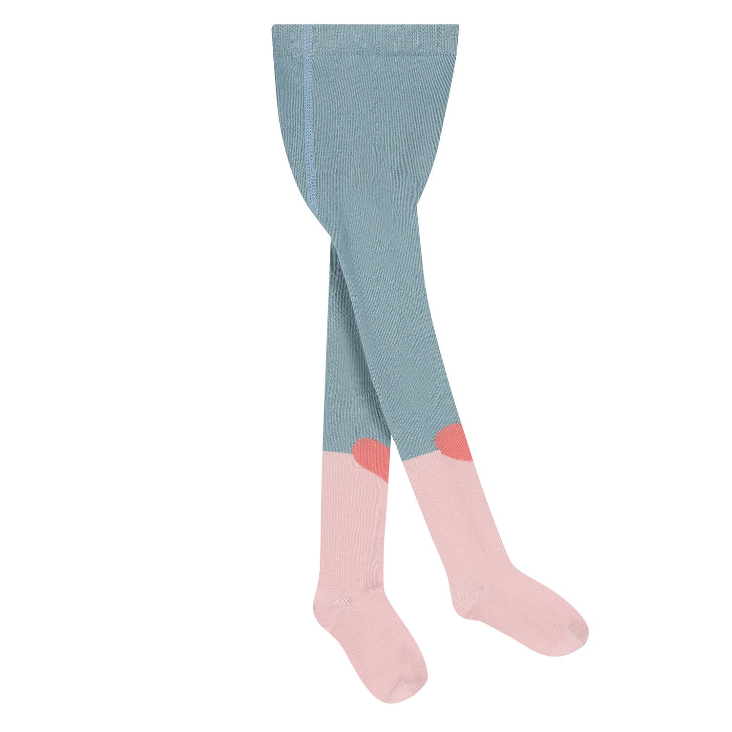 Younger Girls Pink & Blue Heart Tights, 1, hi-res