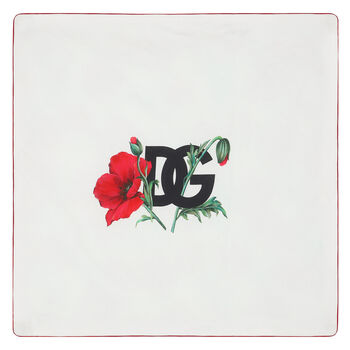 Baby Girls White & Red Poppy Blanket