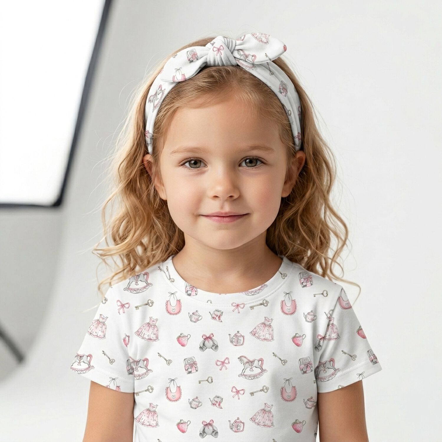 Baby Girls White & Pink Headband, 1, hi-res