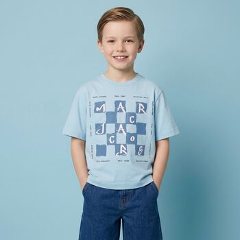 تيشيرت بالشعار باللون الأزرق للأولاد