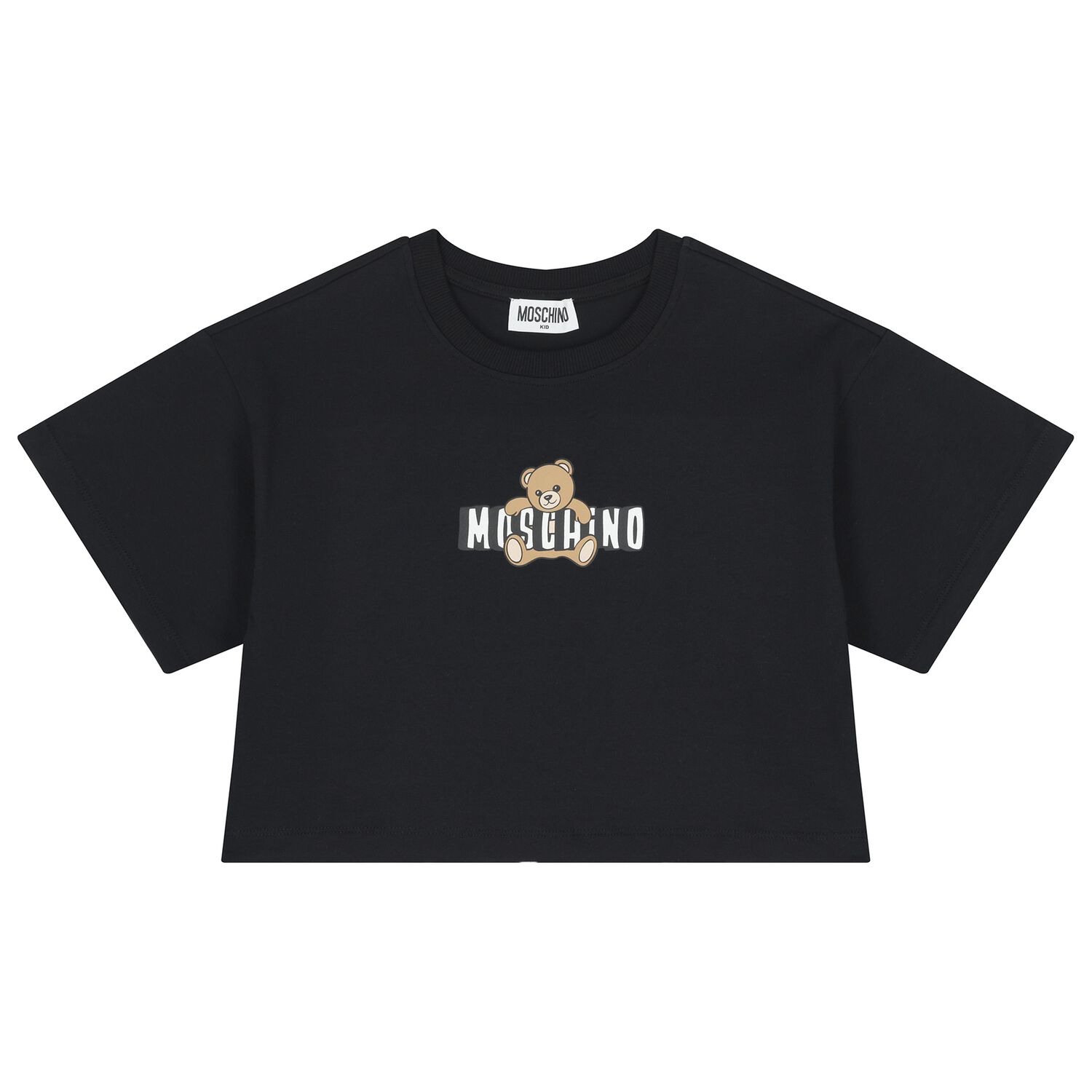 قميص بناتي أسود بشعار دب تيدي, 5, hi-res