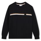 Boys Black Logo Sweatshirt, 1, hi-res