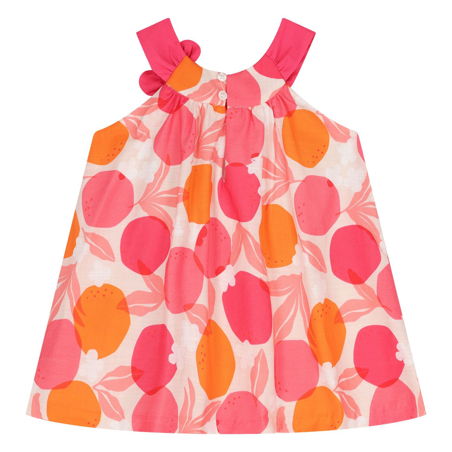 Younger Girls Pink & Orange Dress, 1, hi-res