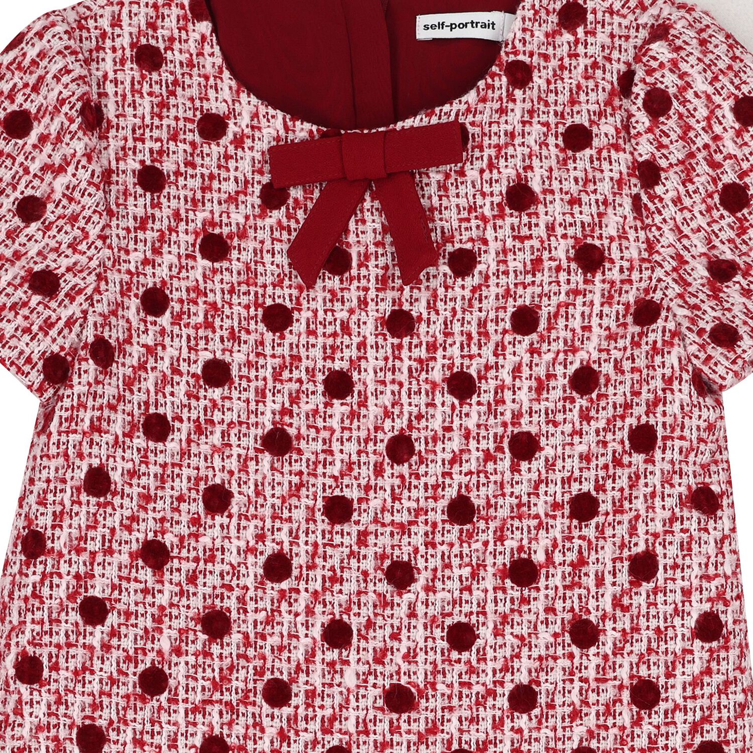 Girls Burgundy & White Tweed Dress, 1, hi-res