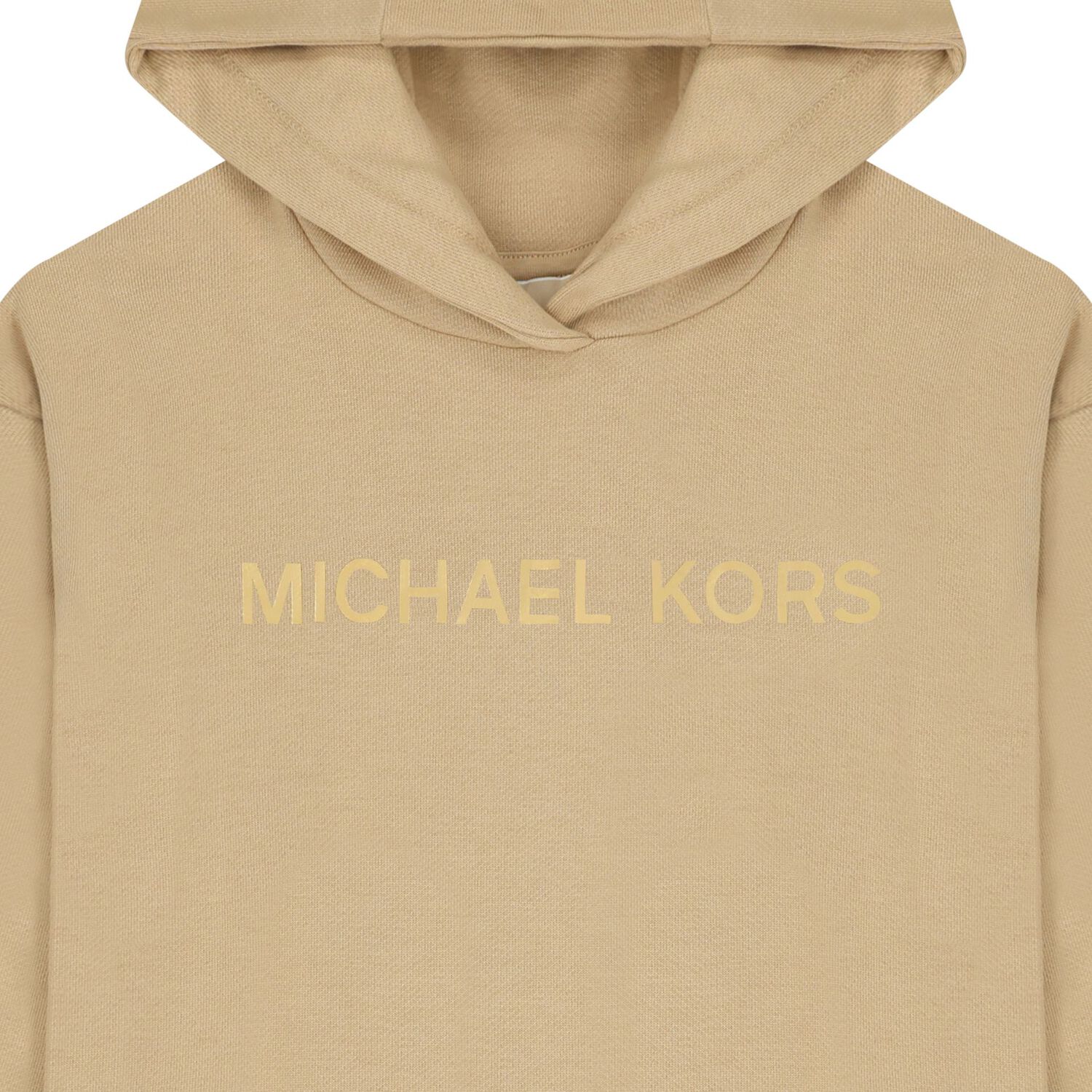 Girls Beige Logo Hooded Dress, 1, hi-res