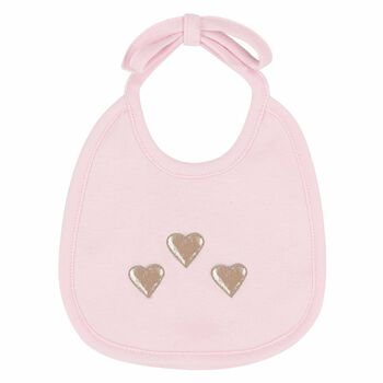 Baby Girls Pink Heart Bib