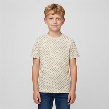 تيشيرت اولاد بالشعار باللون البيج