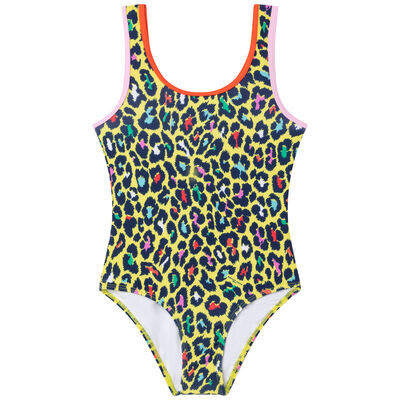 Girls Yellow Cheetah Swimsuit