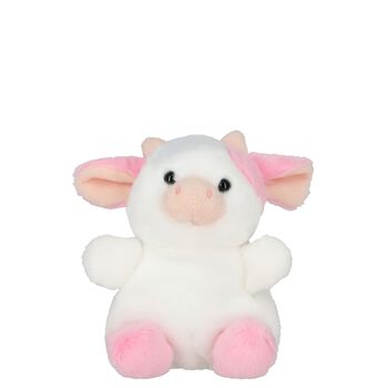Girls White & Pink Palm Pals Belle Strawberry Cow Soft Toy ( 13CM )