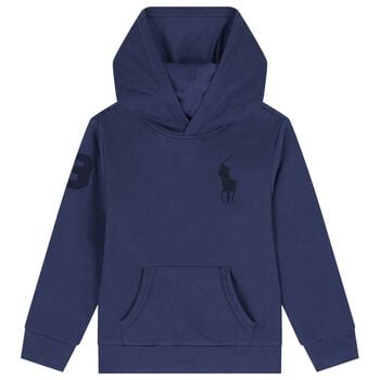 Boys Navy Blue Logo Hooded Top