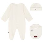 Ivory & Gold Logo Baygrow, Hat & Bib Gift Set, 1, hi-res