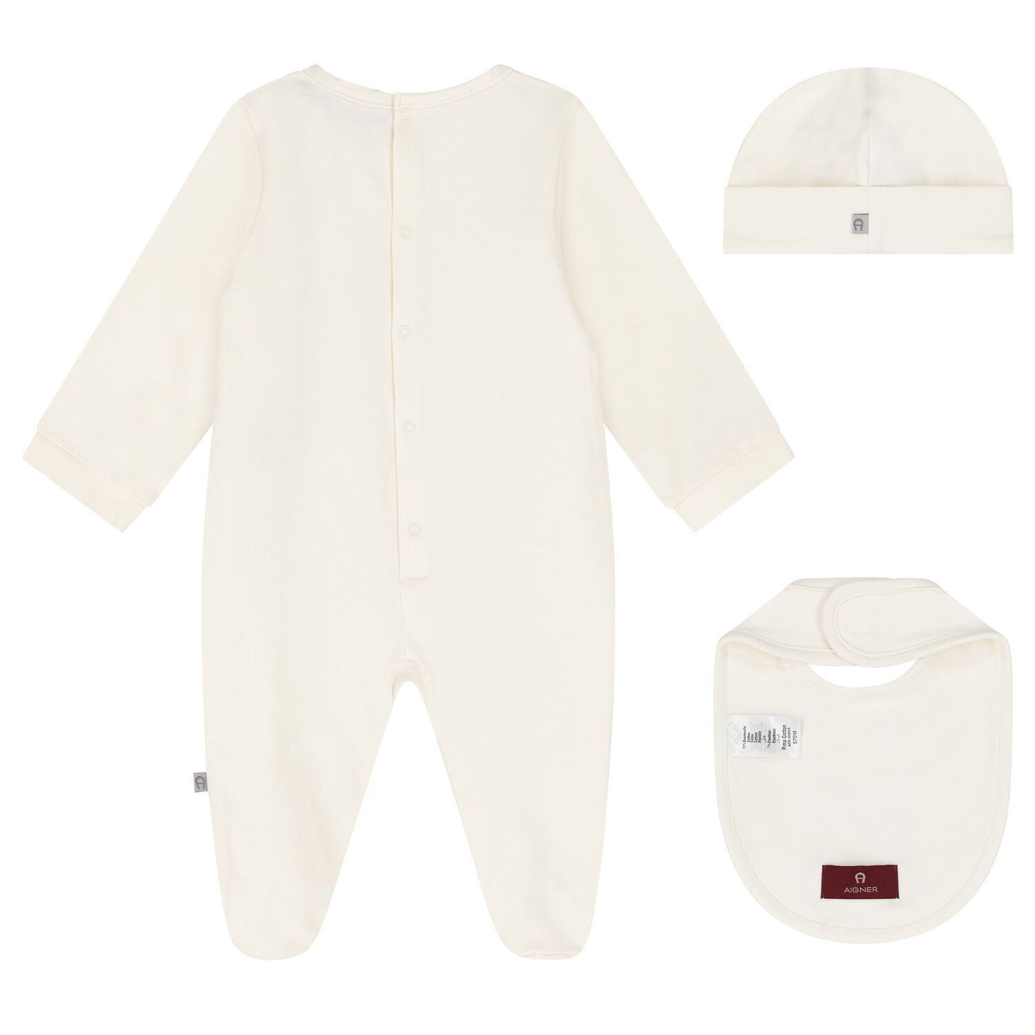 Ivory & Gold Logo Baygrow, Hat & Bib Gift Set, 1, hi-res