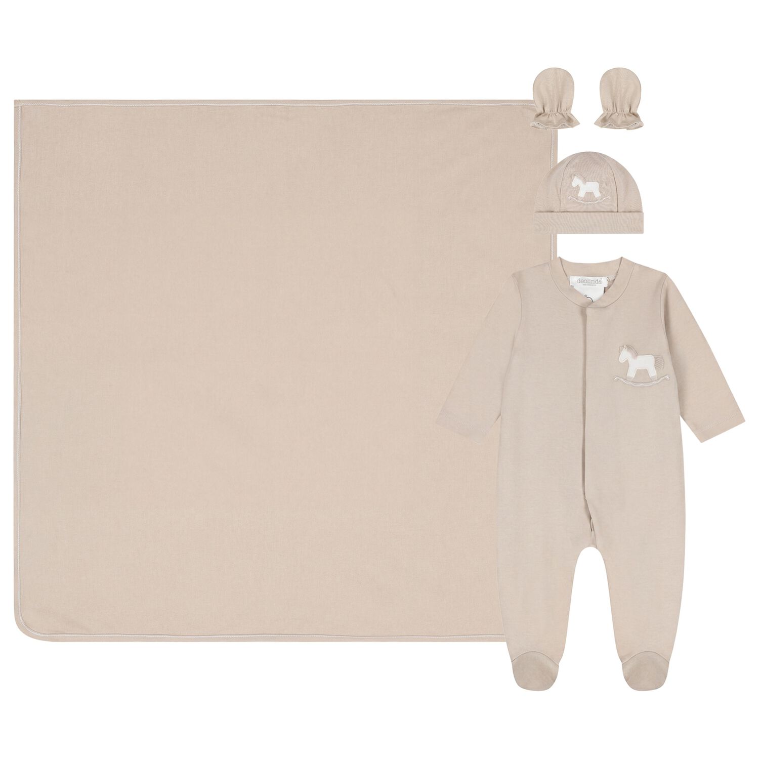 Baby Boys Beige Horse Babygrow Gift Set, 1, hi-res