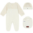 Ivory & Gold Logo Babygrow Gift Set, 1, hi-res