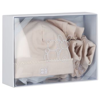 Beige Hat & Booties Baby Gift Set