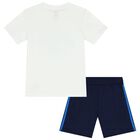 White & Blue Logo Shorts Set, 2, hi-res