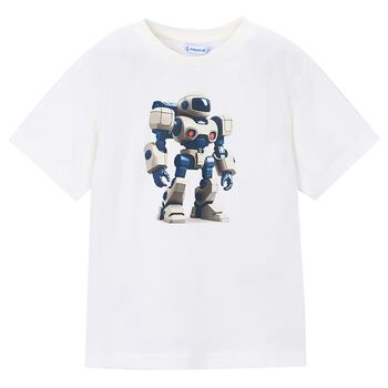 Boys White Robot T-Shirt