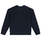 Boys Navy Blue Logo Knitted Sweater, 1, hi-res