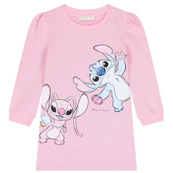 Girls Pink Disney Lilo & Stitch Sweatshirt Dress