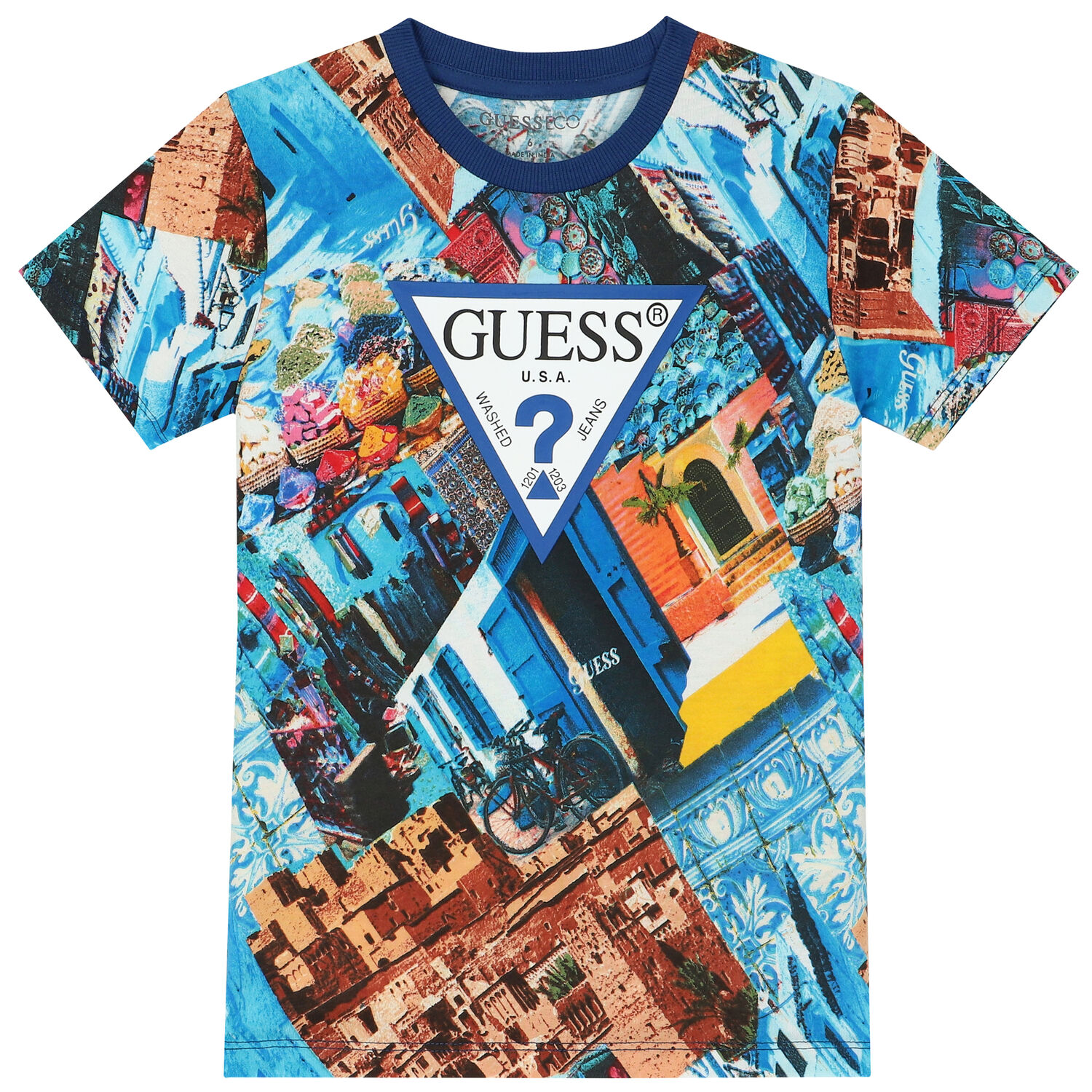 تيشيرت أولاد بالشعار باللون الأزرق, 2, hi-res