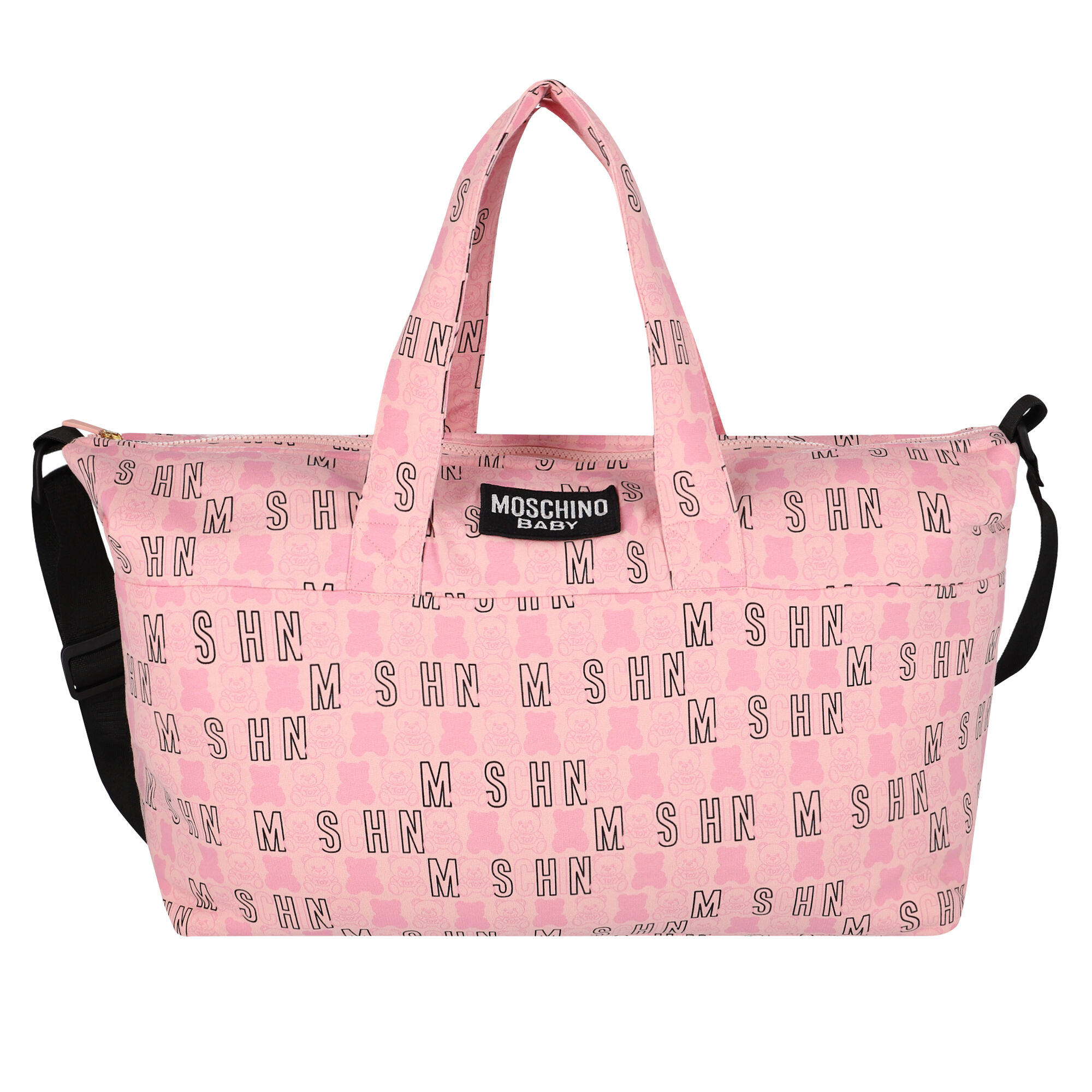 MOSCHINO A070305411001 関税送料込 Moschino Pink Logo Teddy Baby Changing Bag | Junior Couture USA