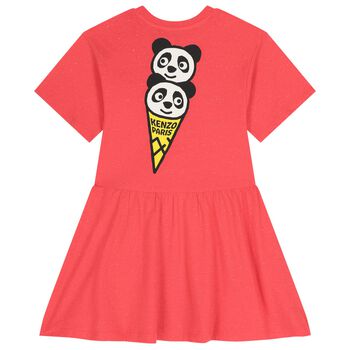 Girls Red Panda Ice Cream Logo Dress