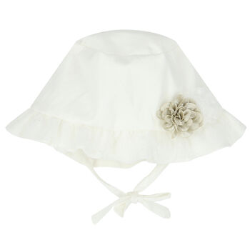 Baby Girls White Floral Hat