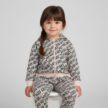 Girls Pink & Black Logo Tracksuit