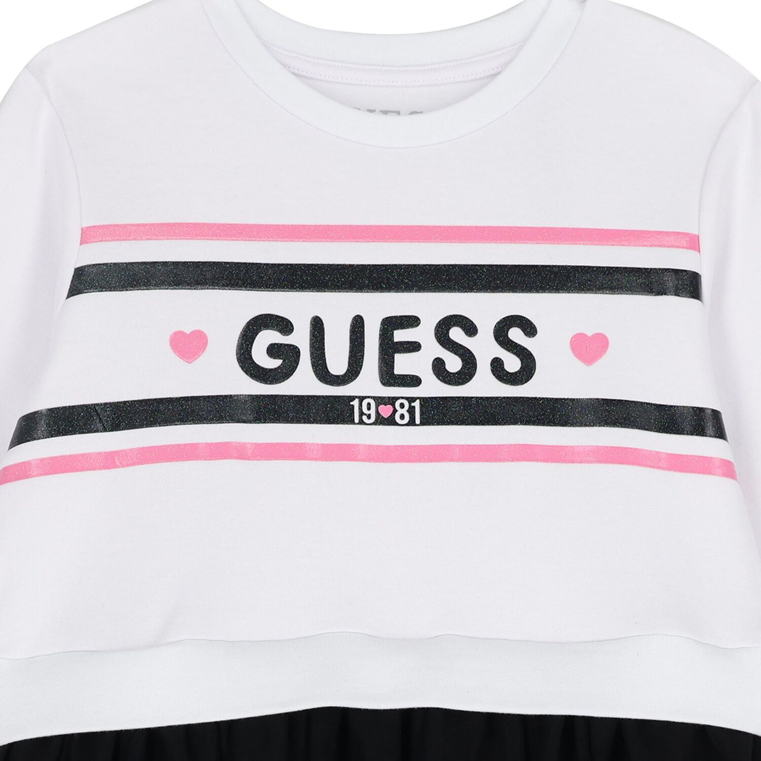 فستان تول بشعار أبيض وأسود للبنات, 1, hi-res image number null