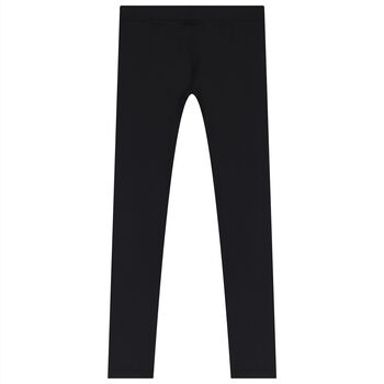 Girls Black Logo Leggings