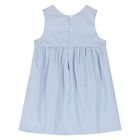 Younger Girls Blue & White Striped Logo Dress, 1, hi-res
