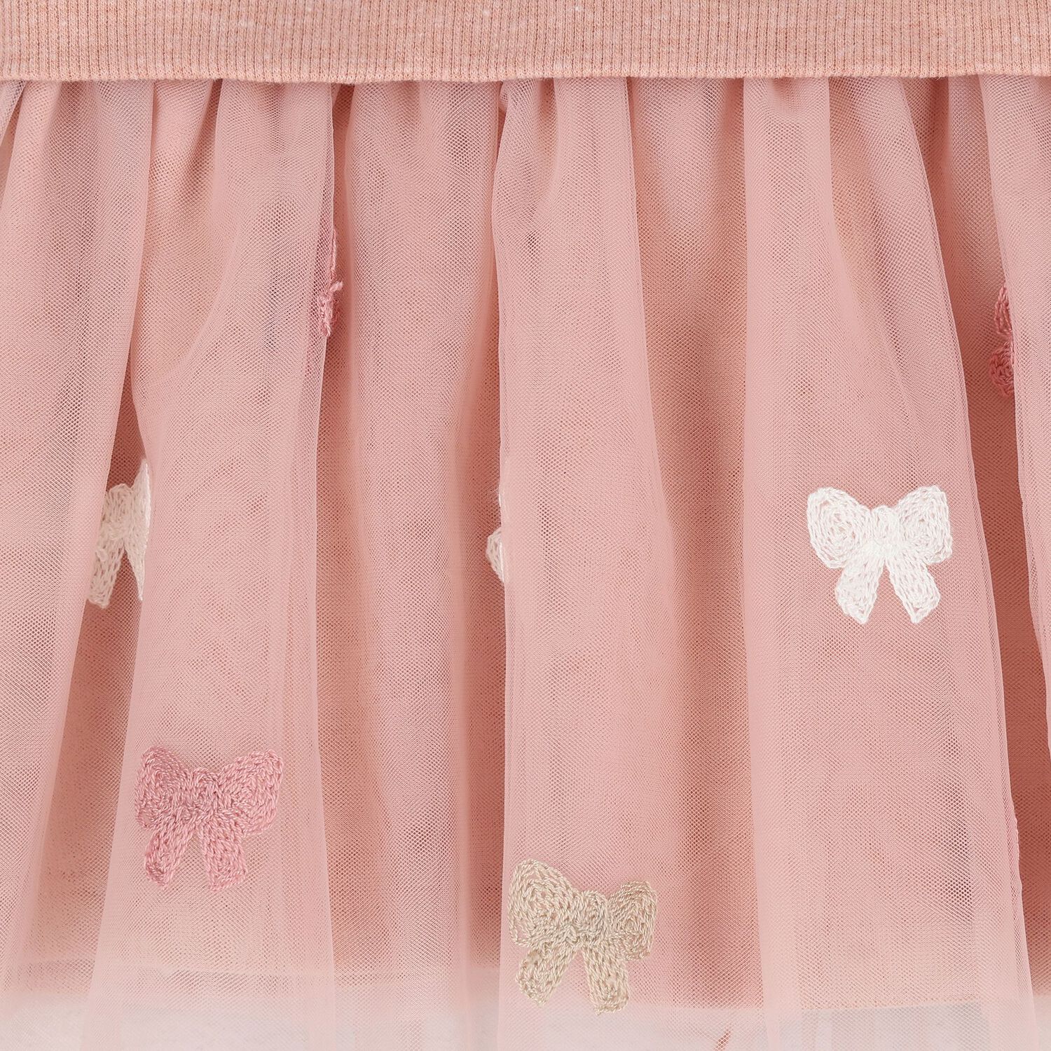 Baby Girls Pink Bow Tulle Dress, 1, hi-res