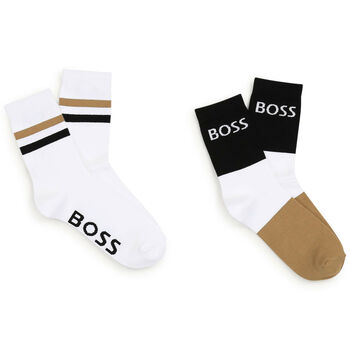 Boys White, Black & Beige Socks (2 Pack)