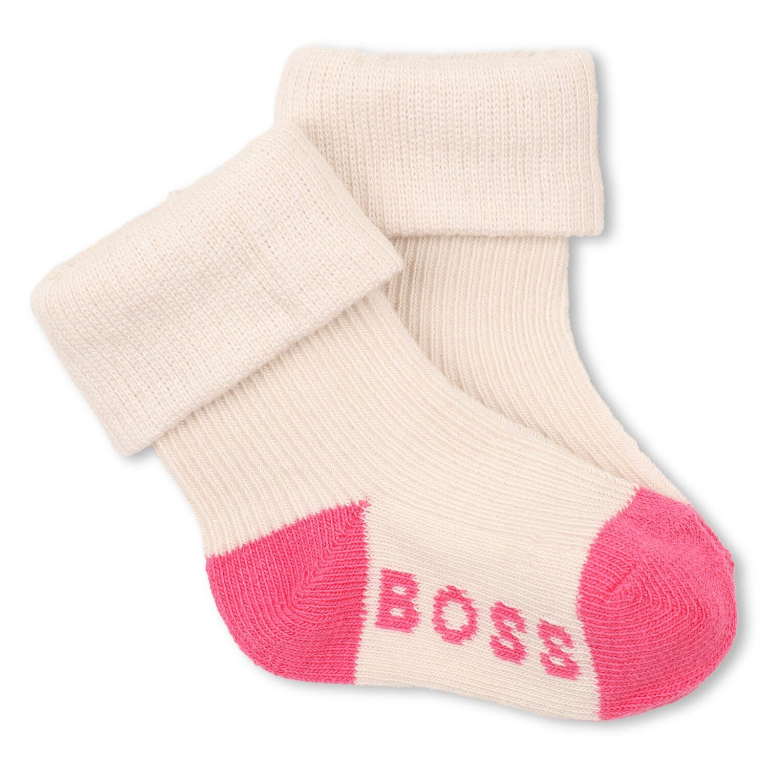 Baby Girls Pink & Beige Logo Socks ( 3-Pack ) , 1, hi-res