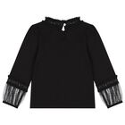 Girls Black Embellished Hayley Long Sleeve Top , 1, hi-res