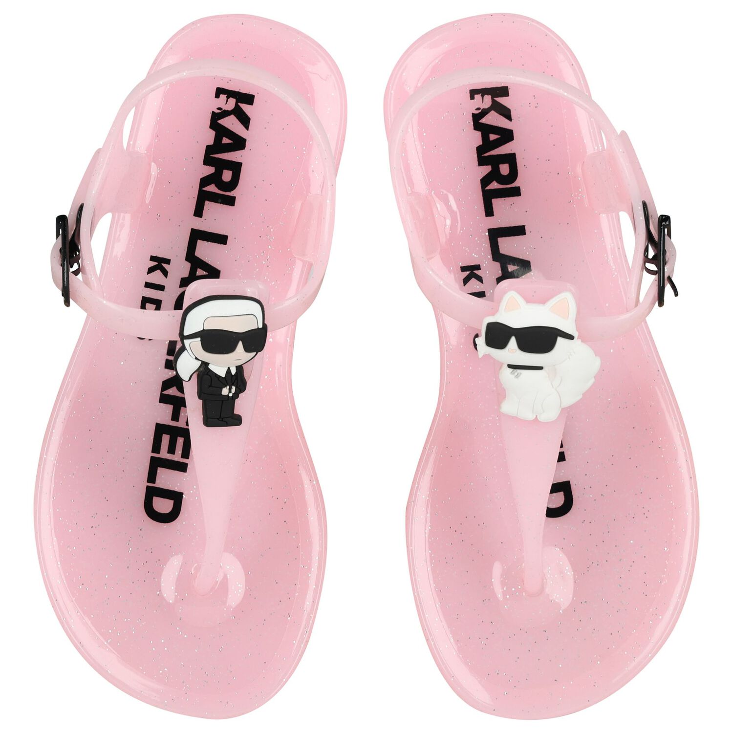 Girls Pink Karl & Choupette Jelly Sandals, 1, hi-res