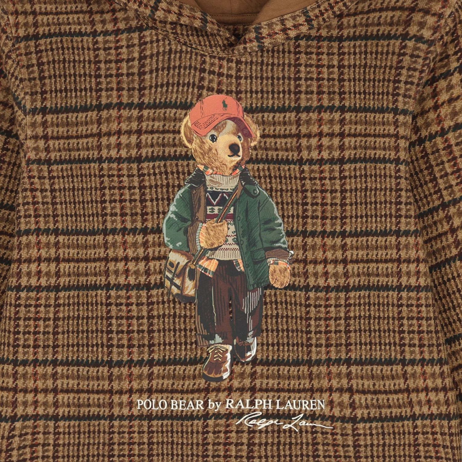 Boys Beige Polo Bear Hooded Top, 1, hi-res