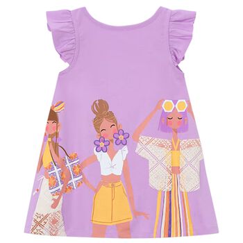 Girls Purple Ruffled Dress