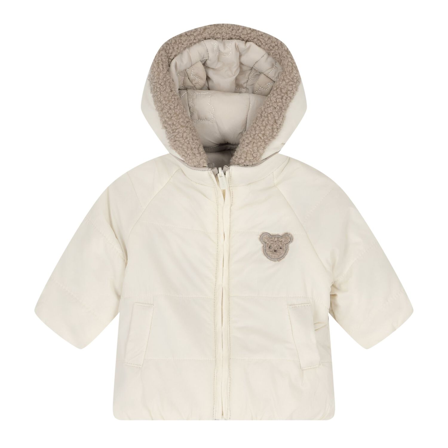 Baby Boys Beige & Ivory Reversible Coat, 1, hi-res