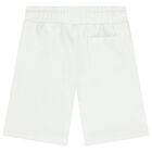Boys White Teddy Bear Logo Shorts, 1, hi-res