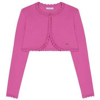 Girls Pink Bolero Knit Cardigan