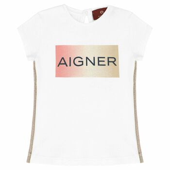 Younger Girls White Logo T-Shirt