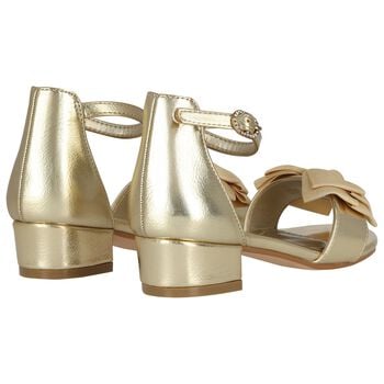 Girls Gold Bow Sandals