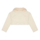 Younger Girls Beige Faux Fur Collar Cardigan, 1, hi-res