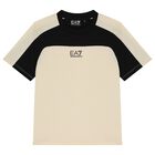 Boys Beige & Black Logo T-Shirt, 1, hi-res