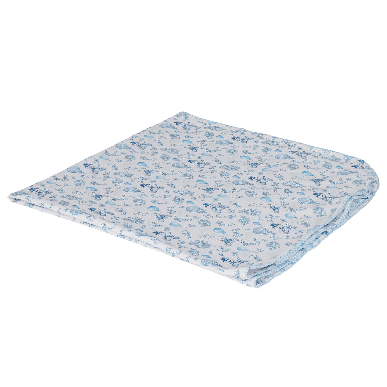 Baby Boys White & Blue Toile Blanket, 1, hi-res image number null
